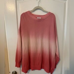 DENIM & CO PINK OMBRÉ SWEATER 2X